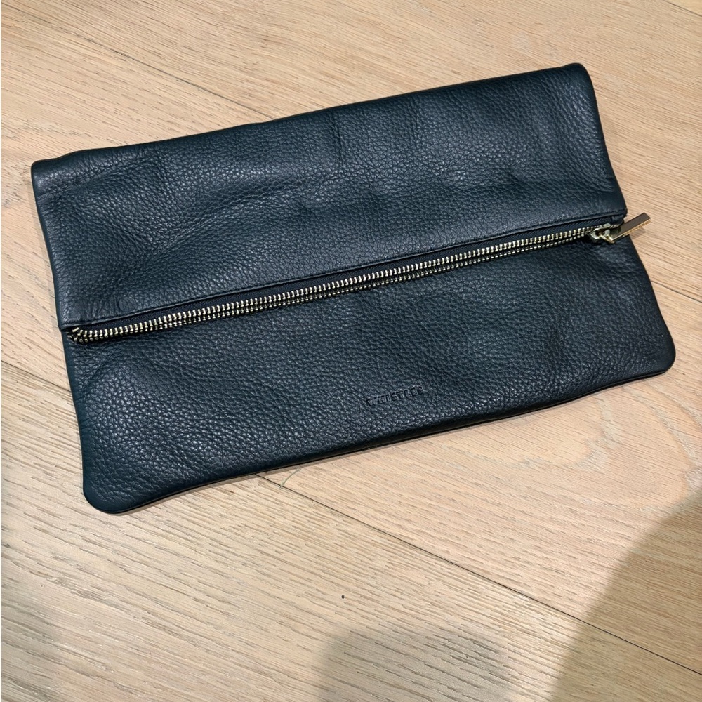 Whistles Dark Leather clutch